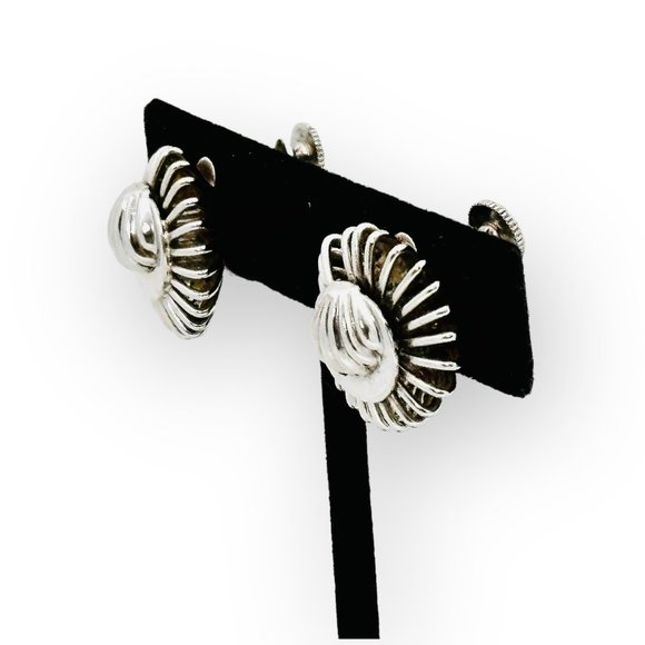 Vintage Coro Silver Tone Screwback Earrings - Picture 6 of 7